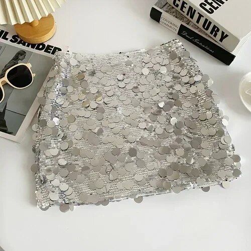 Mini Jupe De Luxe À Paillettes Scintillantes Pour Fille,Vêtement Sexy,Style Rétro Américain