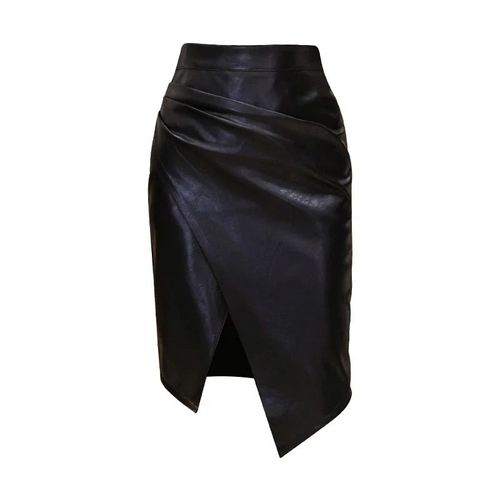 Realeft-Jupe Mi-Longue En Cuir Pu Pour Femme,Taille Haute,Coupe Couvertes,Irrégulière,Mode Bureau,2023