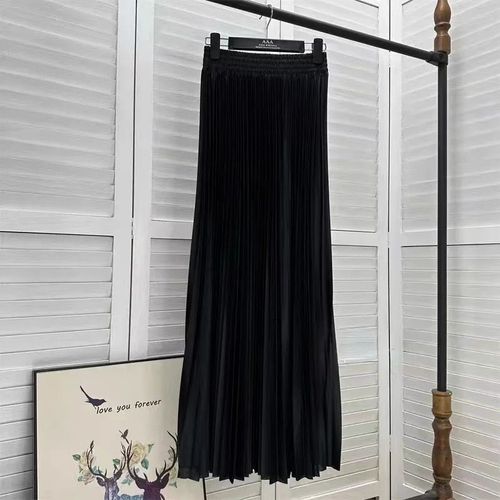Tisena-Jupe Maxi Plissée Pour Femme,Basique,Décontracté,Coréen,All-Match,Solide,Ligne A,Taille Haute,Longue,Maxi,Femme,97cm