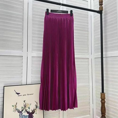Tisena-Jupe Maxi Plissée Pour Femme,Basique,Décontracté,Coréen,All-Match,Solide,Ligne A,Taille Haute,Longue,Maxi,Femme,97cm
