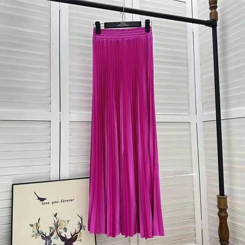 Tisena-Jupe Maxi Plissée Pour Femme,Basique,Décontracté,Coréen,All-Match,Solide,Ligne A,Taille Haute,Longue,Maxi,Femme,97cm