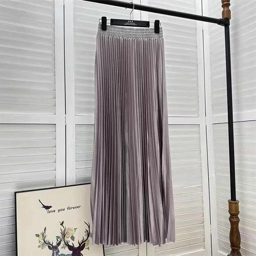 Tisena-Jupe Maxi Plissée Pour Femme,Basique,Décontracté,Coréen,All-Match,Solide,Ligne A,Taille Haute,Longue,Maxi,Femme,97cm