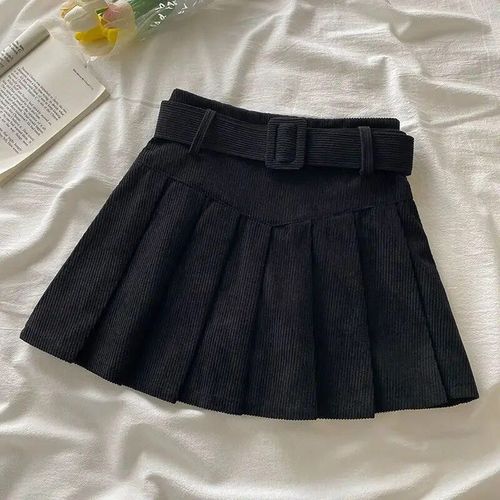 Mini Jupes Plissées En Velours Côtelé Pour Femmes,Taille Haute,Style Preppy,Jupes Courtes Minces,Mode Coréenne,Jupes Basiques Pour Femmes,Automne,Hiver