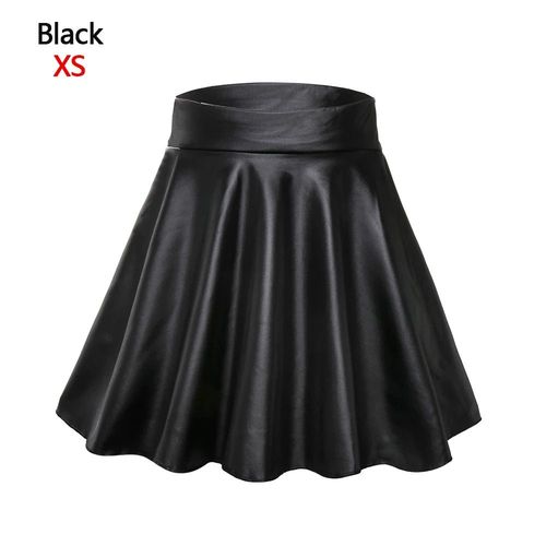 Mini Jupe Courte En Similicuir Pour Femme,Taille Haute Élastique