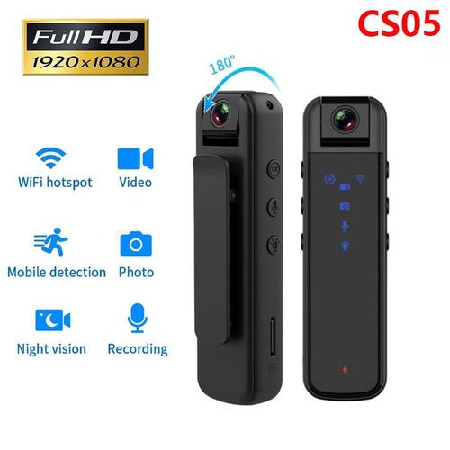 Wifi Hotspot HD 1080P Mini Body Camera Home DV Enregistreur vocal vidéo magnétique Capteur de mouvement Sport Pocket Small Camcorder, CS05- Caméra ajouter une carte de 64 Go