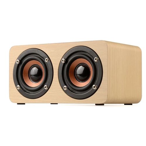 Haut-parleur Bluetooth en bois Haut-parleurs HiFi stéréo portables TF Play Appel mains libres Entrée AUX Haut-parleur Super Bass Double caisson de basses, Bois