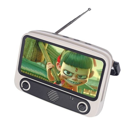 Rétro TV Haut-parleur Bluetooth Haut-parleurs de basse sans fil Radio FM Carte TF Lecture de disque U Subwoofer Musique Haut-parleur Support de téléphone portable,Kaki