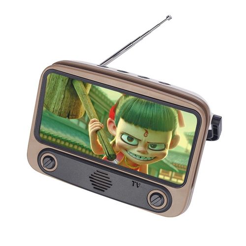 Rétro TV Haut-parleur Bluetooth Haut-parleurs de basse sans fil Radio FM Carte TF Lecture de disque U Subwoofer Musique Haut-parleur Support de téléphone portable, Marron