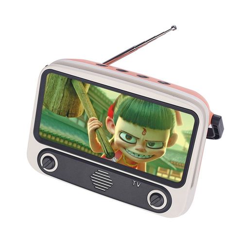 Rétro TV Haut-parleur Bluetooth Haut-parleurs de basse sans fil Radio FM Carte TF Lecture de disque U Subwoofer Musique Haut-parleur Support de téléphone portable,Rose