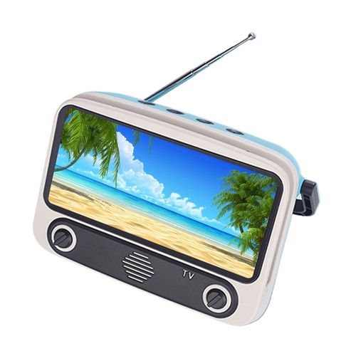 Haut-parleur Bluetooth TV rétro Haut-parleurs de basse sans fil Radio FM Carte TF Lecture de disque U Subwoofer Musique Haut-parleur Support de téléphone portable,Blue