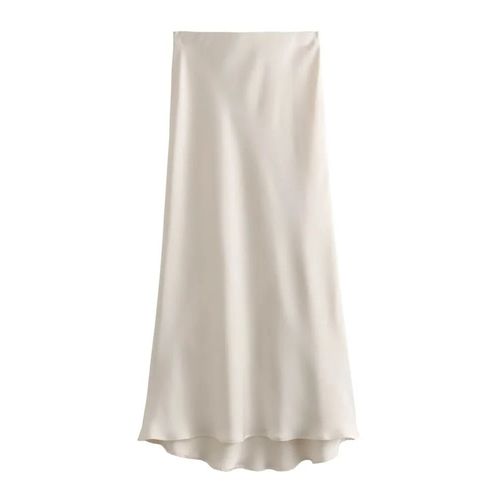 Traf-Jupe Longue Décontractée En Satin Pour Femme,2 Couleurs,Artificiel Astique,Taille Haute,Ligne A,Beige,Y2k,Printemps,2024