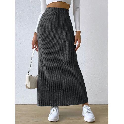 Jupe Décontractée Taille Haute Pour Femme,Sexy,Élégante,Fendue Sur Le Côté,Couleur Unie,Longue,Bureau,Mode,Printemps,Automne,2023