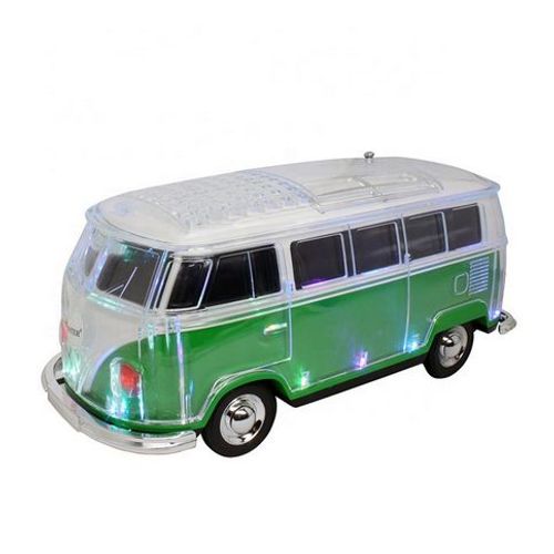 WS-267BT Haut-parleur Bluetooth de bus en forme de voiture en cristal avec lumiere LED mains libres TF USB FM AUX, vert armée