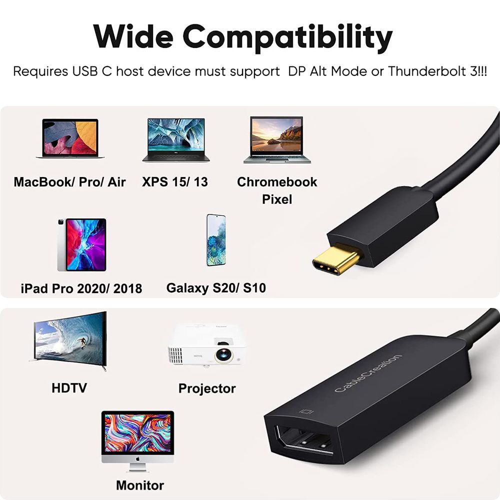 Adaptateur USB C vers DP1.4 8K@30Hz/4K@144Hz Type C vers cb... - 6