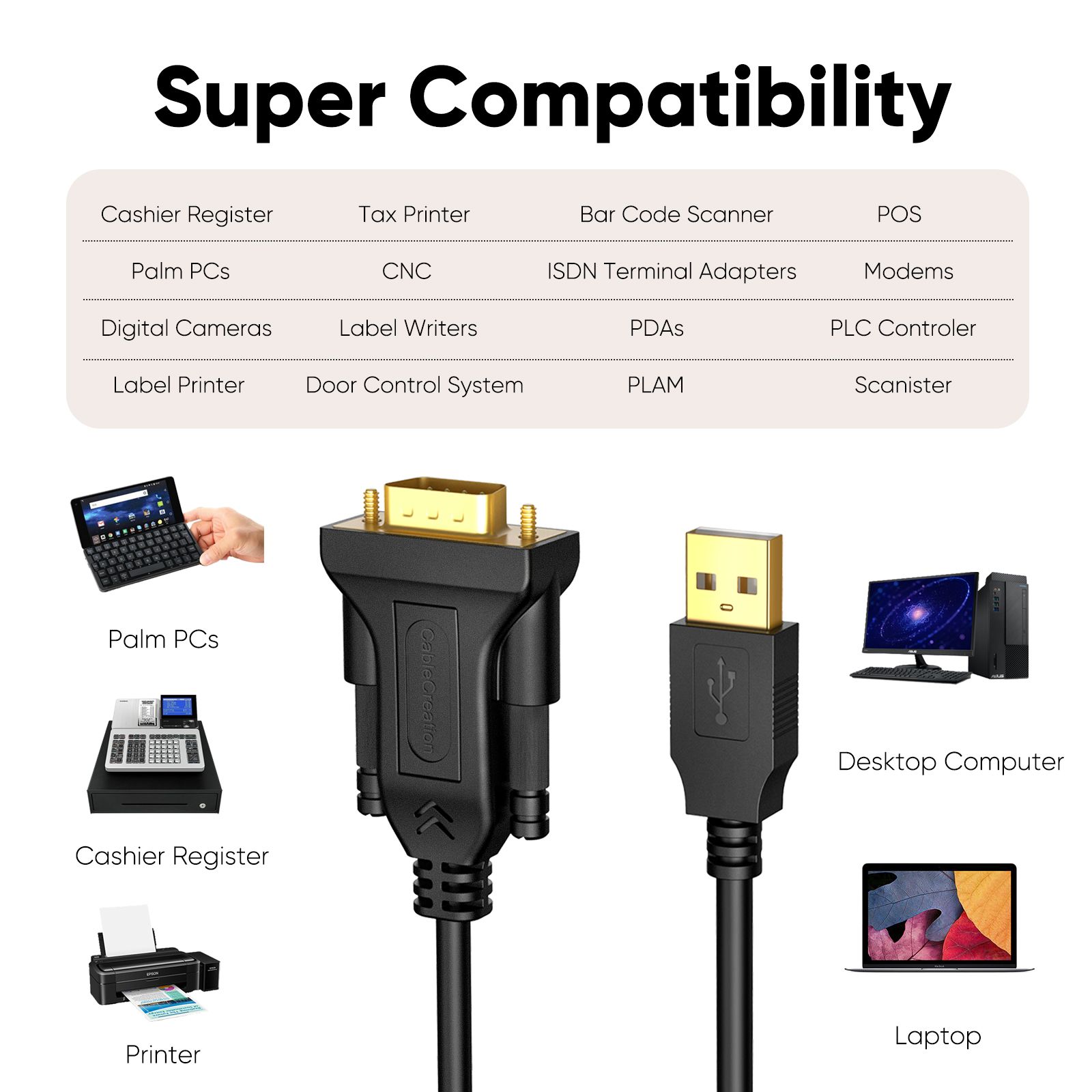 CableCreation Cble USB vers RS232 mle DB9 Adaptateur de po... - 4
