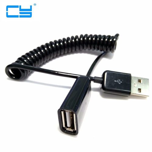 USB 2.0 mâle a femelle ressort enroulé bobine d'extension câble adaptateur connecteur livraison gratuite, 40 cm a 200 cm-noir