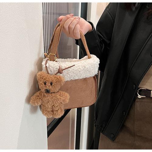 Laine agneau sac femmes vintage en peluche une épaule oblique tote sac automne hiver ambiance sentiment peluche sac beige blanc