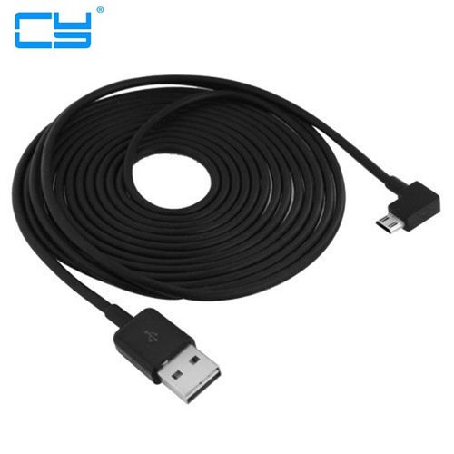 1M 3M 5M Câble micro USB a angle de 90 degrés Câble de chargement de données de synchronisation de 2 m pour Samsung Galaxy E5 S3 / 4/5 Note tab4,1M - Noir