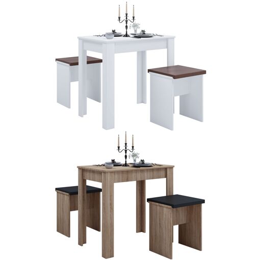 VCM Bois Salle à manger Banc Table de cuisine Set de table Bancs Es...