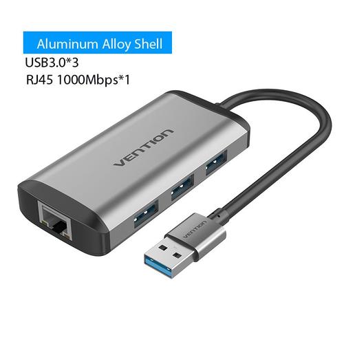 Vention USB Ethernet USB 3.0 vers RJ45 HUB pour Xiaomi Mi Box 3/S Set-top Box Ethernet Adapter Network Card USB Lan USB Adapter new,Grey 3.0 CKBHB-