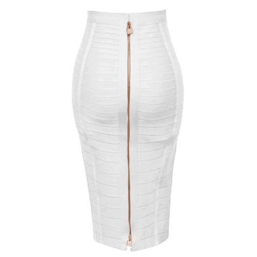 Jupe Crayon Sexy À Fermeture Éclair Pour Femme,16 Couleurs,Orange,Bleu,Noir,Rouge,Tambour Artificiel Astique,Été,Xl,Média,58cm