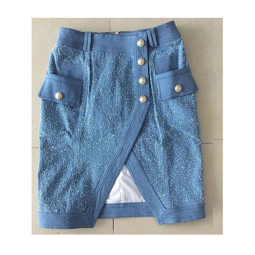 Mini Jupe En Denim Bleu Double Pour Femme,Jupe De Créateur De Piste,Boutons De Discussion,Nouvelle Mode,Remise Des Diplômes Élevée,Et,2024