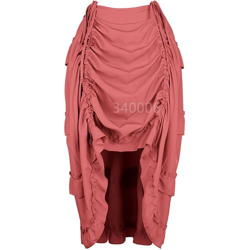 Jupe Maxi Longue Plissée Pour Femmes,Jupe Gothique Irrégulière,Longue,Haut Et Bas,Costumes Punk Sexy,Corset Rouge