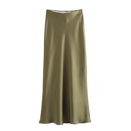 Traf-Jupes Mi-Longues Taille Haute Pour Femmes,Tempérament De La Mode,Décontracté,Polyvalent,Élastique,Printemps,2024