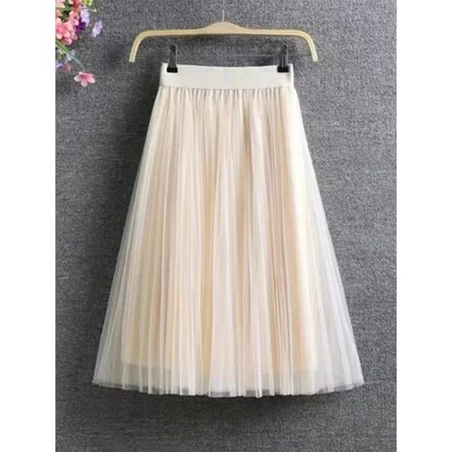 Jupe Vintage En Tulle Pour Femme,Streetwear,Artificiel Astique,Taille Haute,Maille Plissée,Élégante,Coréenne,Ligne A,Bureau,Été