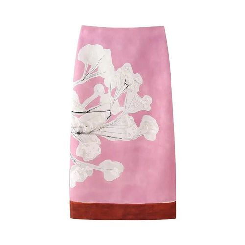 Traf-Jupe Longue Trapèze Imprimée Pour Femme,Taille Moyenne,Fente Latérale,Fermeture Éclair,Vintage,Style Vacances,Nouvelle Mode D'été