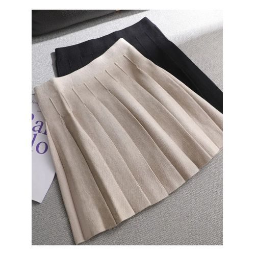 Jupe-Pull Courte Et Épaisse Pour Femme,Vêtement De Bonne Qualité,Mini Jupe Plissée Et Élégante En Tricot,Collection Automne Et Hiver
