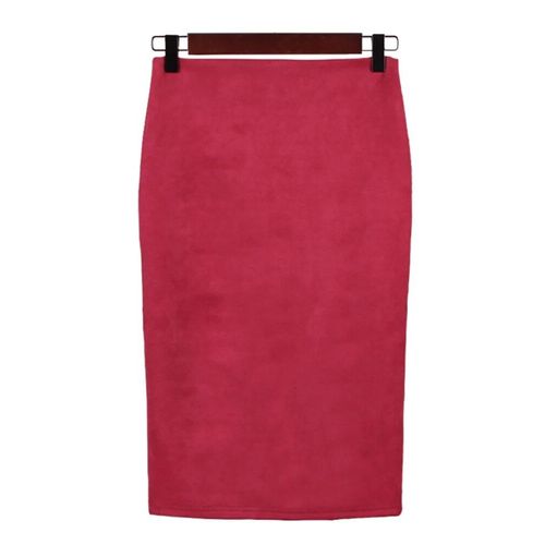 Jupe Crayon Mi-Longue En Daim Pour Femmes,Multi-Documents,Taille Haute Élastique,Dame De Bureau,Jupes De Batterie,Mode Sexy,2024