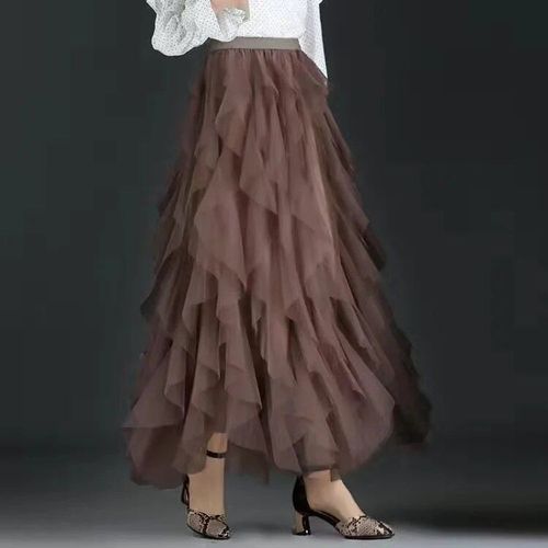 Jupe Tutu Plissée Taille Haute En Tulle Pour Femmes,Robe De Rhdécontractée,Jupes De Rencontre En Maille Sauvage Pour Dames,Monochromatique,Goutte