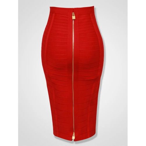 Jupe Crayon Sexy À Fermeture Éclair Pour Femme,16 Couleurs,Orange,Bleu,Noir,Rouge,Tambour Artificiel Astique,Été,Xl,Média,58cm