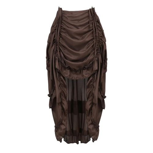 Jupe Maxi Longue Plissée Pour Femmes,Jupe Gothique Irrégulière,Longue,Haut Et Bas,Costumes Punk Sexy,Corset Rouge