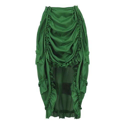 Jupe Maxi Longue Plissée Pour Femmes,Jupe Gothique Irrégulière,Longue,Haut Et Bas,Costumes Punk Sexy,Corset Rouge