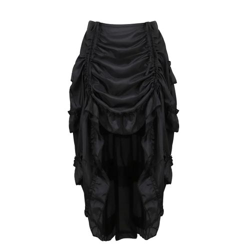 Jupe Maxi Longue Plissée Pour Femmes,Jupe Gothique Irrégulière,Longue,Haut Et Bas,Costumes Punk Sexy,Corset Rouge