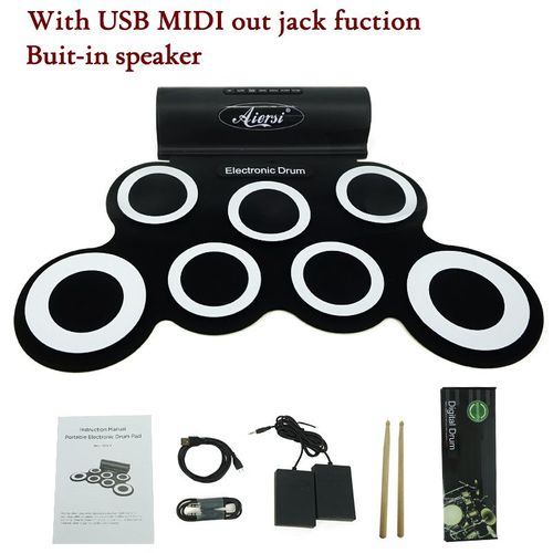 Kit De Tampons Enroulables Pour Batterie Électronique Midi Usb,En Silicone,Avec Pédales De Maintien - Type With Speaker