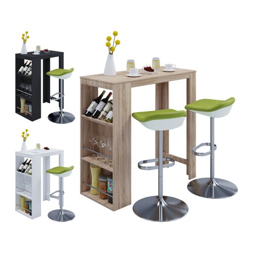 Vcm Table De Bar En Bois Table De Bistrot Table Haute De Bar Oktola...