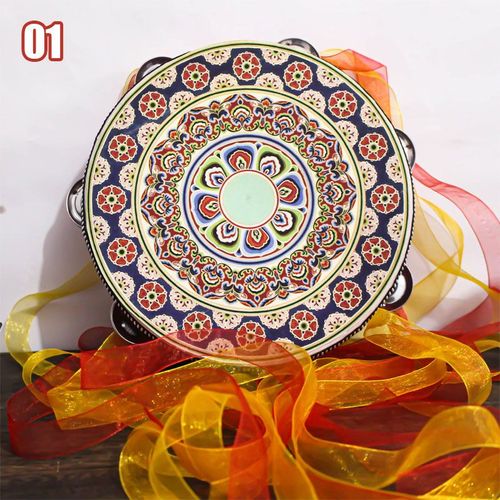 Tambour À Main Avec Ruban,6,89 Pouces,Performance De Danse,Chinois,Vintage,Classique,Fleur,Instruments De Musique Ethniques,Cadeau Pour Débutant #A