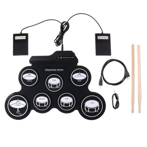 Kit De Batterie Électronique Enroulable Portable,Aste Par Usb,Avec Baguettes Et Pédale - Type Black