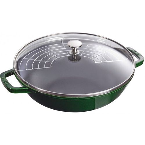 Staub Wok Avec Couvercle En Verre 30 Cm Basilic