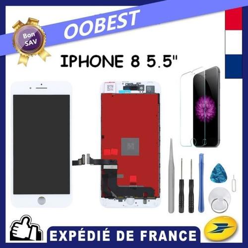 Oobest Ecran Complet Lcd + Vitre Tactile Pour Iphone 8 Plus + Film - Blanc