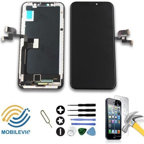 Ecran Vitre Tactile + Oled Retina Assemblé Sur Chassis Pour Iphone X Noir + Film + Outils + Expéditions Sous 24h