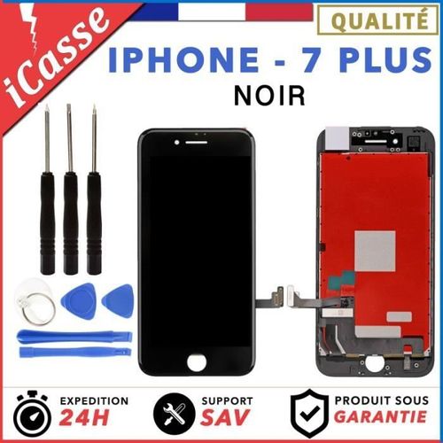 Ecran Lcd + Vitre Tactile Sur Chassis Pour Iphone 7 Plus Noir + Kit Outils