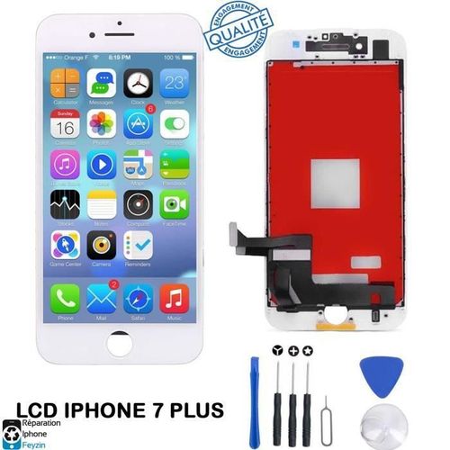 Écran Lcd Iphone 7 Plus Blanc Avec Vitre Tactile Sur Chassis + Outils