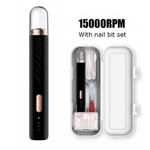 Perceuse Électrique Pour Manucure Ponceuse A Ongles Pratique Pour Les Outils De Soins Des Mains Et Des Pieds Perceuse Sans Fil Outils De Salon De Manucure A Faible Bruit 15000 Tr/Min, Noir 15000 Tr/Min 