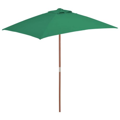 Parasol Avec Mât En Bois 150 X 200 Cm Vert Helloshop26 02_0008113