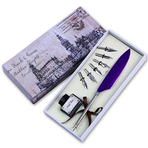 Ensemble De Stylo Plume De Calligraphie Vintage,Encre D'écriture,Plume Colorée,Haute Qualité,Coffret Cadeau,6 Plumes - Type Plum