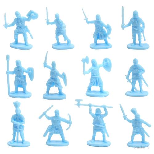 200 Pièces En Plastique Chevalier Médiéval Soldat Jouets Figurine Scène De Bataille Archaïques Infanterie En Jeu De R 2-3cm Bleu Clair
